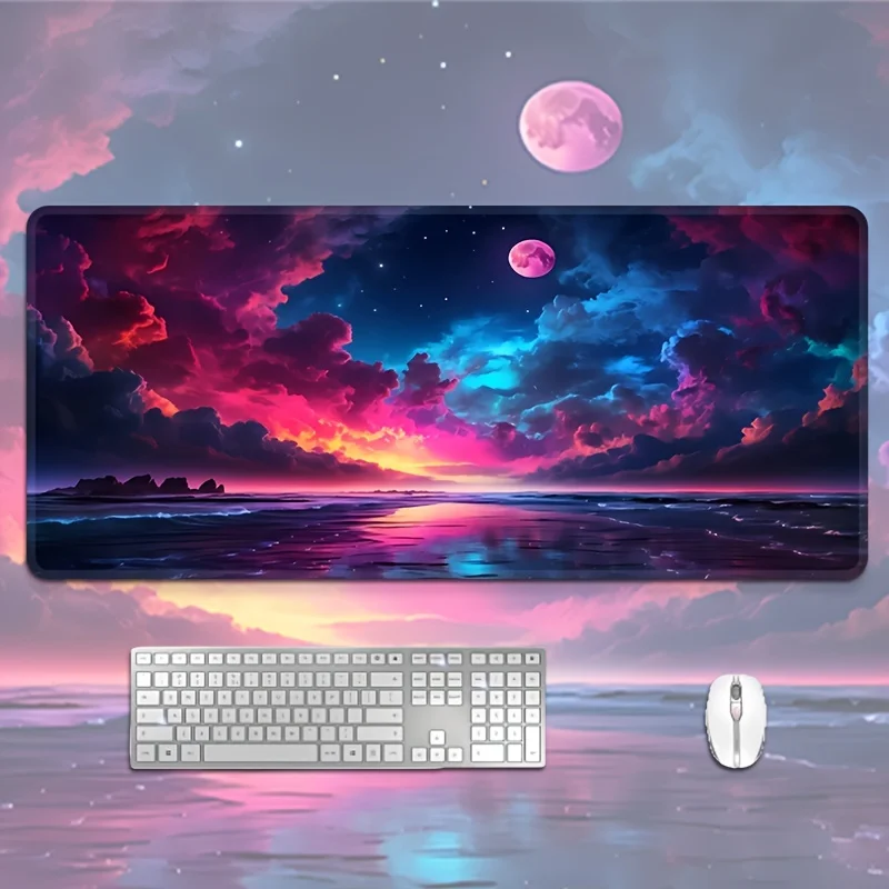 

Extra Large Sky Sunset Mouse Pad,Colorful Rectangular Desk Mat Non-Slip Rubber Base Stitched Edges for Office Gaming Laptop Gift