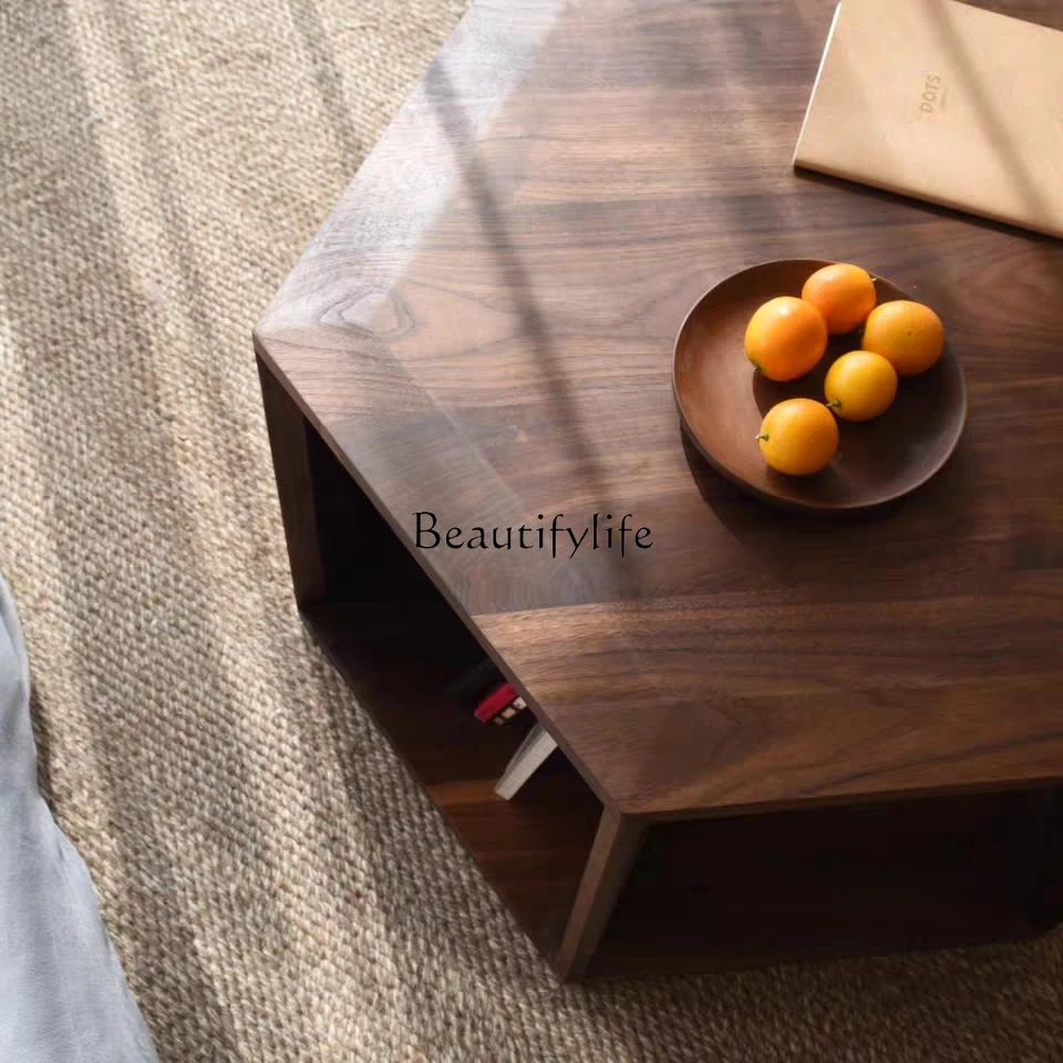 Nordic Modern Simple Small Apartment Black Walnut Wooden Sofa Side Table Tea Cabinet Multifunctional