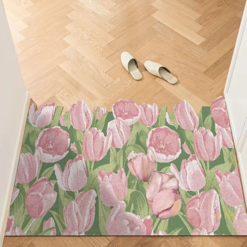 Small Fresh Flower Pastoral Style Carpet Bathroom Entrance Door Mat Water-absorbent, Non-slip and Anti-fouling