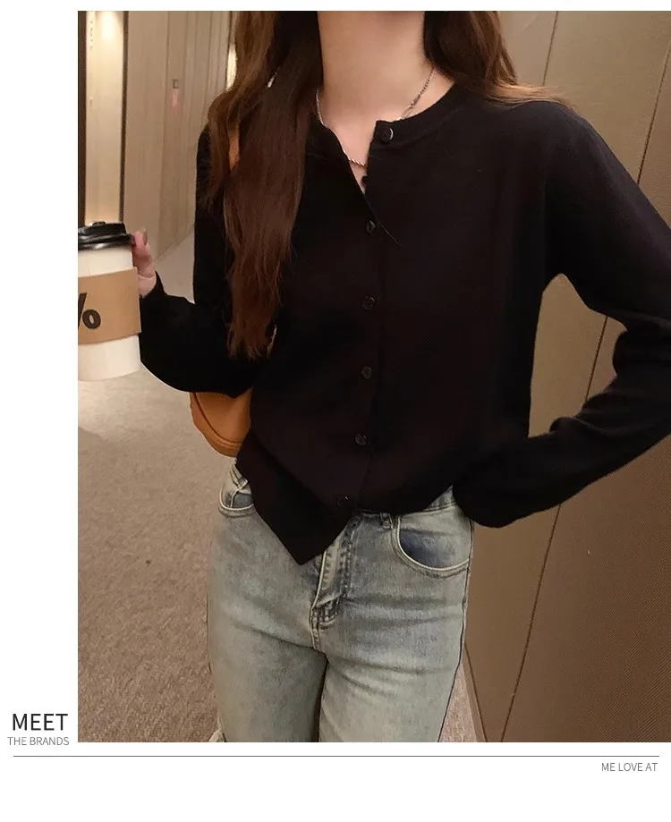 2026 Women Cardigans Sweater Casual Warm Spring Summer O-neck Long Sleeve Single Breasted Slim Fashion Korean Knitwears Tops