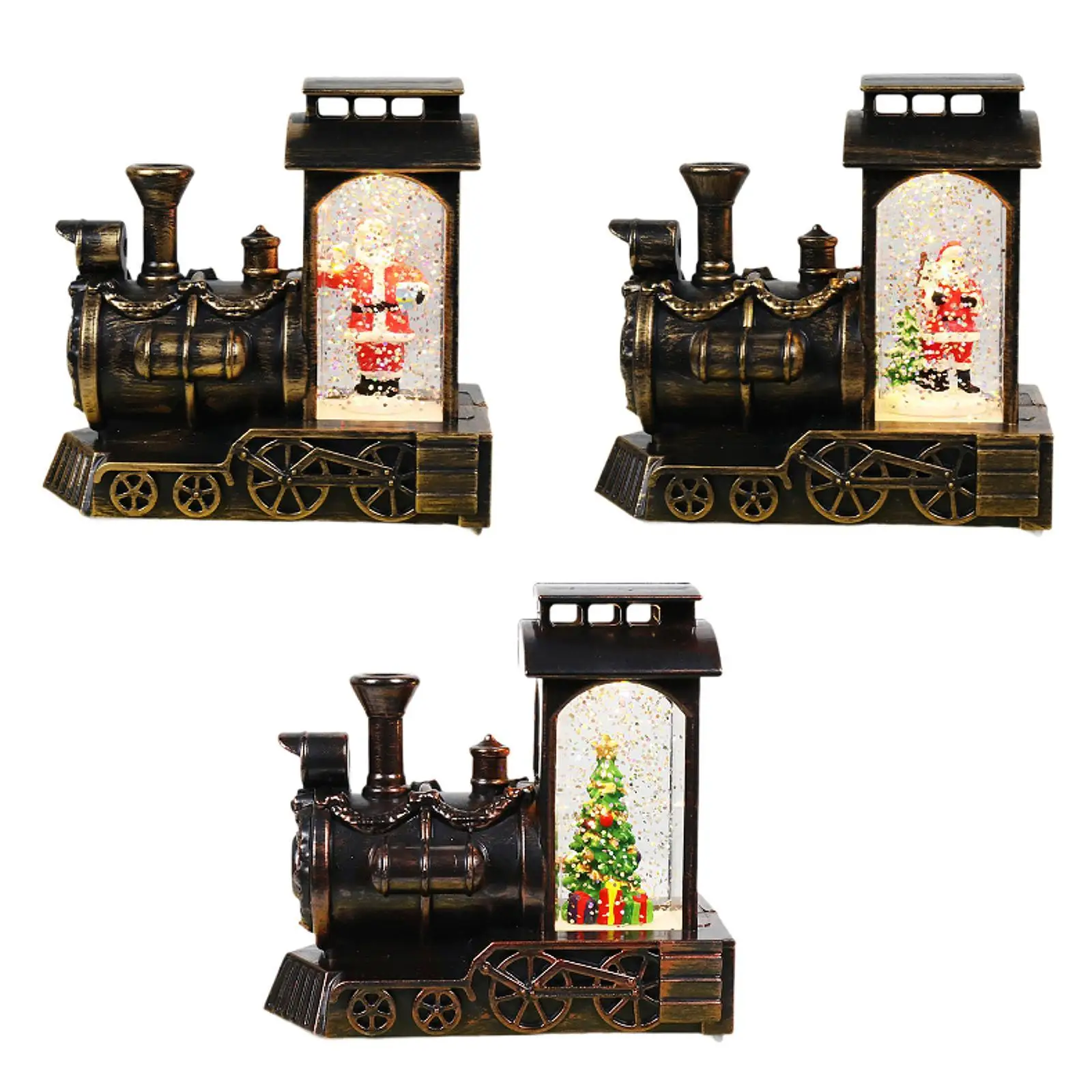 Lighted Christmas Snow Globe Train Statue Tabletop Christmas Crystal Ball