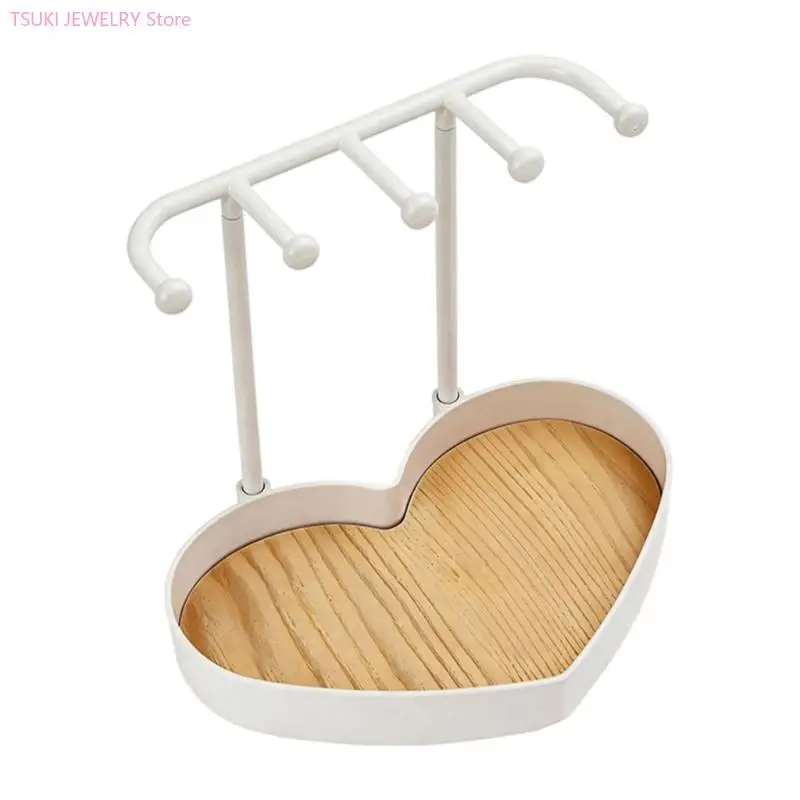62KE Elegant Jewelry Organizers with Heart Jewelry Storage Stand Iron Texture Suitable for Dressers and Counters