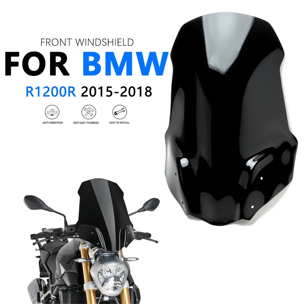 For BMW R1200R R1200 1200 R 2015-2018 Motorcycle NEW Windshield Windscreen Windproof Screen Front Glass Viser Visor Deflectors