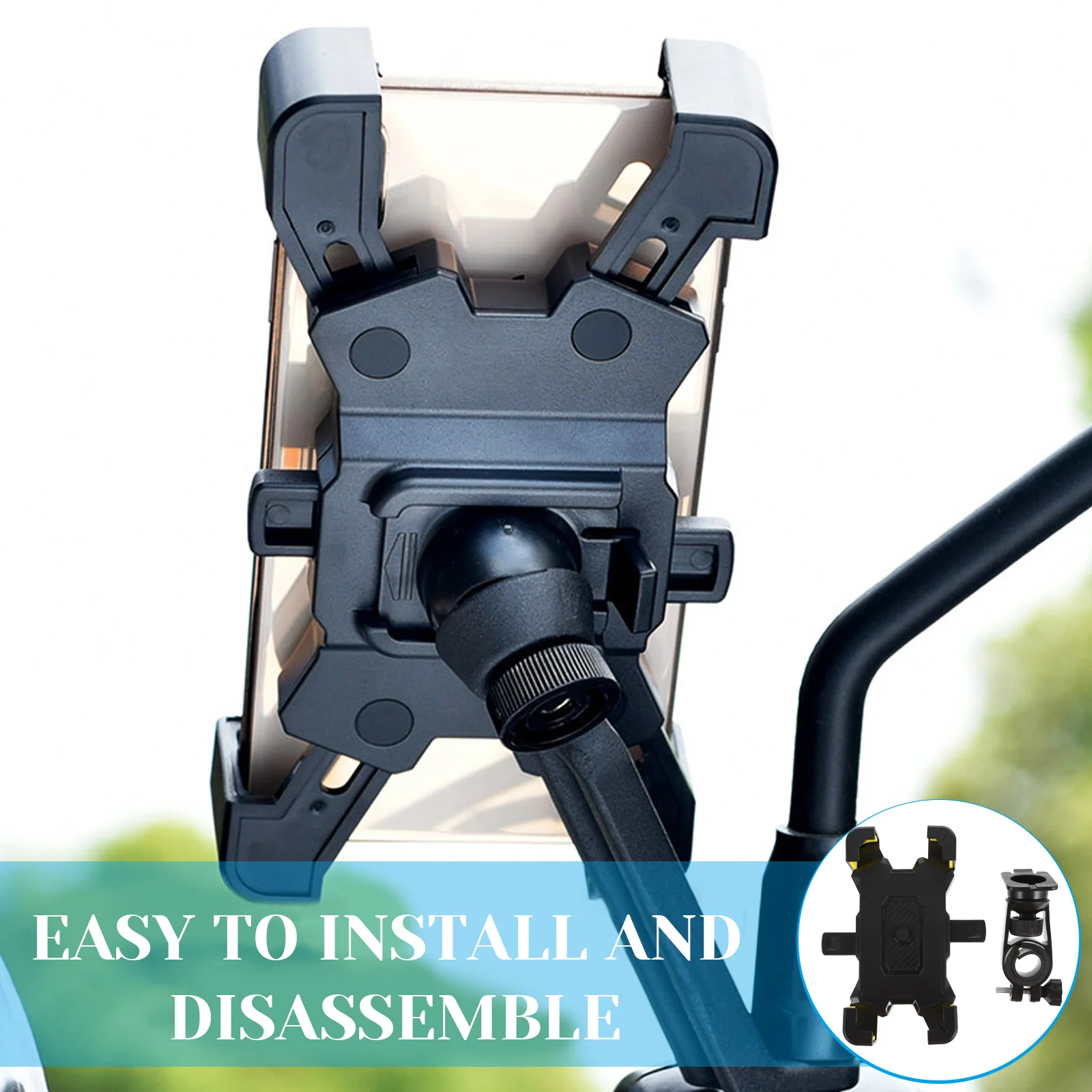 

Phone Stand Holder Cellphone Handlebar Adjustable Motorcycle Bike Mount Universal Bracket Shockproof Easy Install Premium