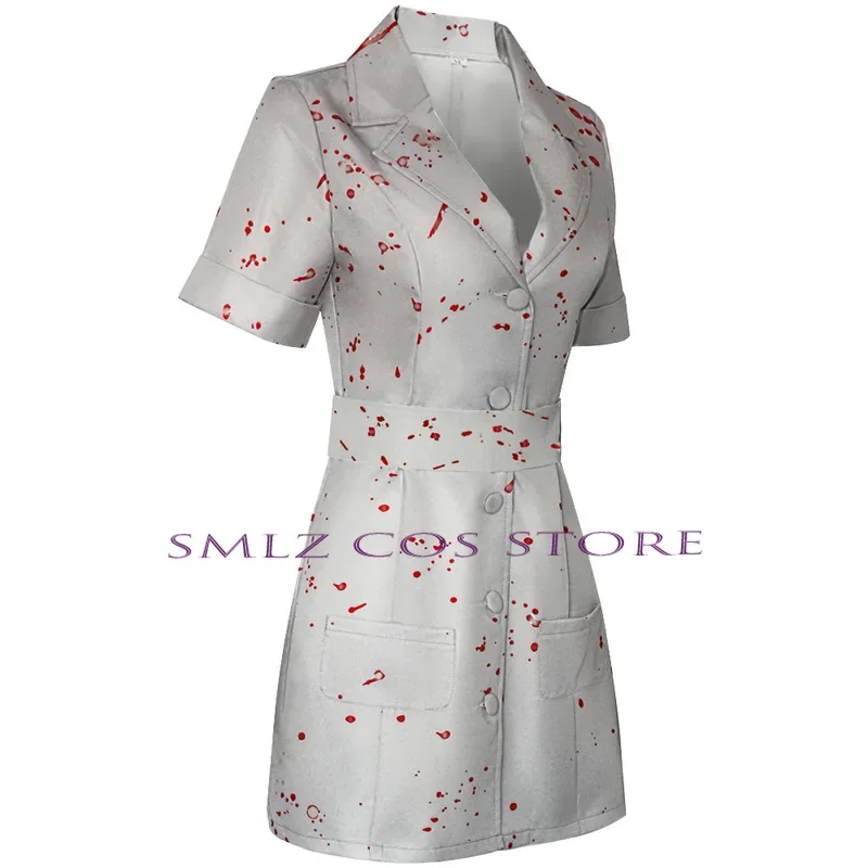 زيومبي ممرضة تأثيري مجموعة موحدة ، أنيمي لعب الأدوار ، الزي الرعب ، تلة صامتة 2 زي ، فستان بقع الدم ، قبعة ، حفلة الهالوين