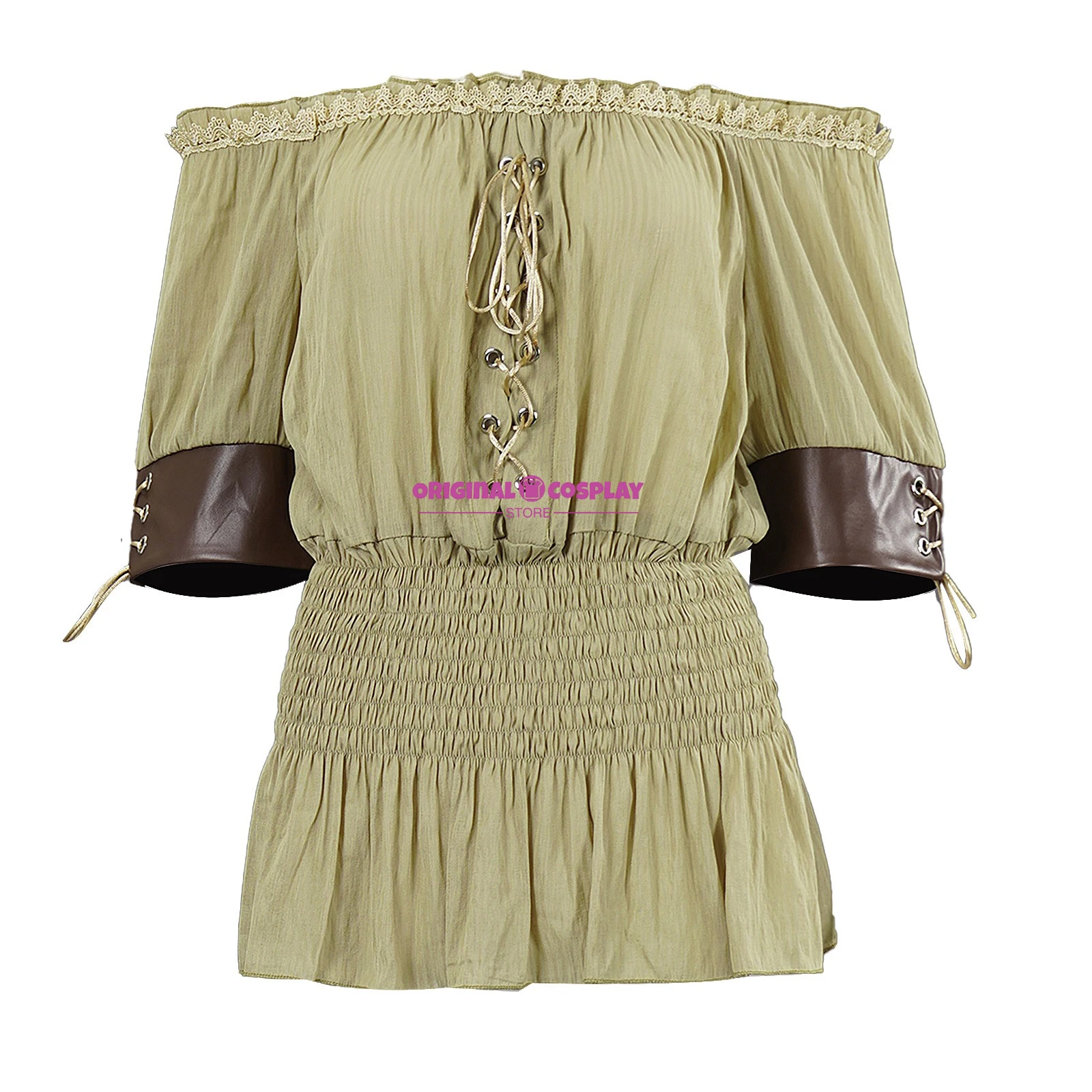 

Women's Renaissance Shirt Ruffle Sleeve Off The Shoulder Peplum Blouse Peasant Dressy Top