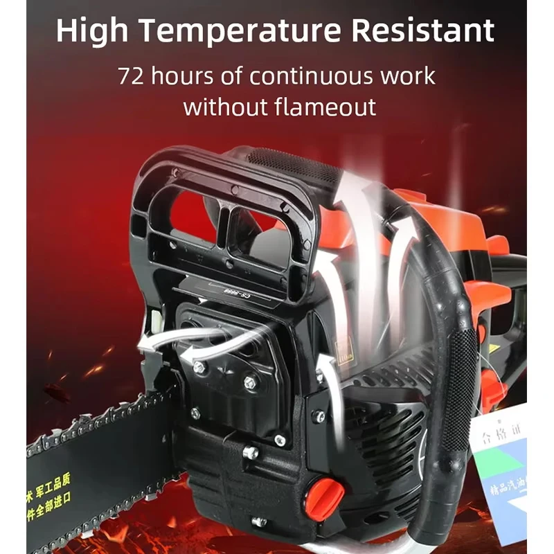 Gergaji Bensin Daya Tinggi 9800W 87CC Gergaji Rantai Penebangan Bensin 2 Tak untuk Memotong Alat Listrik Kayu Gergaji Lgging