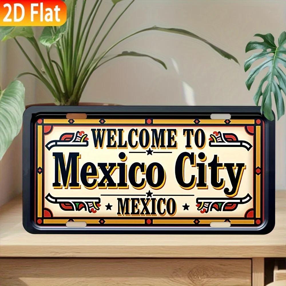 2D Flat Product, 1pc, Aluminum License Plate for Decorative Purposes Only, Vintage Metal Aluminum Sign, Wall Decor Panel, Room A