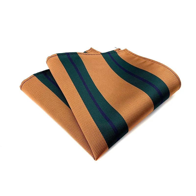 25*25cm Fashion Man\'s Striped Polyester Pocket Square for Gentleman Business Wedding Casual Handkerchief Graduation Gift