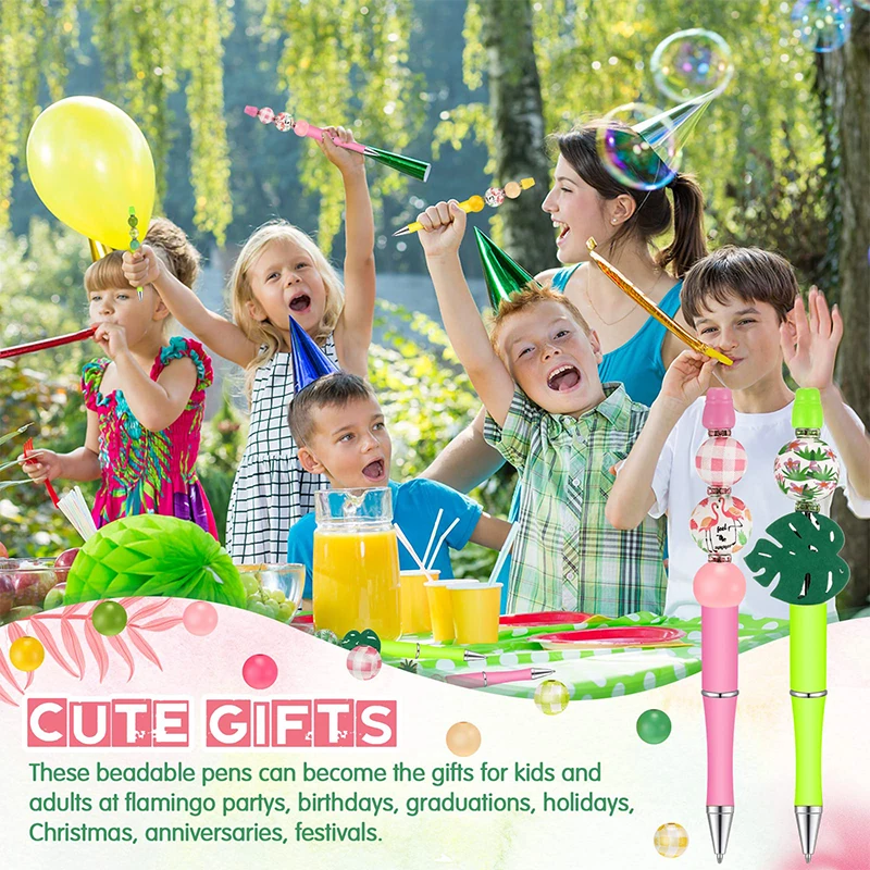 ปากกาลูกปัด60ชิ้นปากกาลูกปัดปากกาทำมือหลากสีปากกาลูกลื่นหมึกสีดำสำหรับผู้หญิงเด็กนักเรียนออฟฟิศ