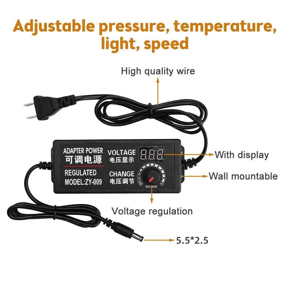 Adjustable AC To DC Power Supply 3V 5V 6V 9V 12V 15V 18V 24V 2A 3A 5A Power Supply Adapter AC100-220V to 12V 24V Volt Adapter