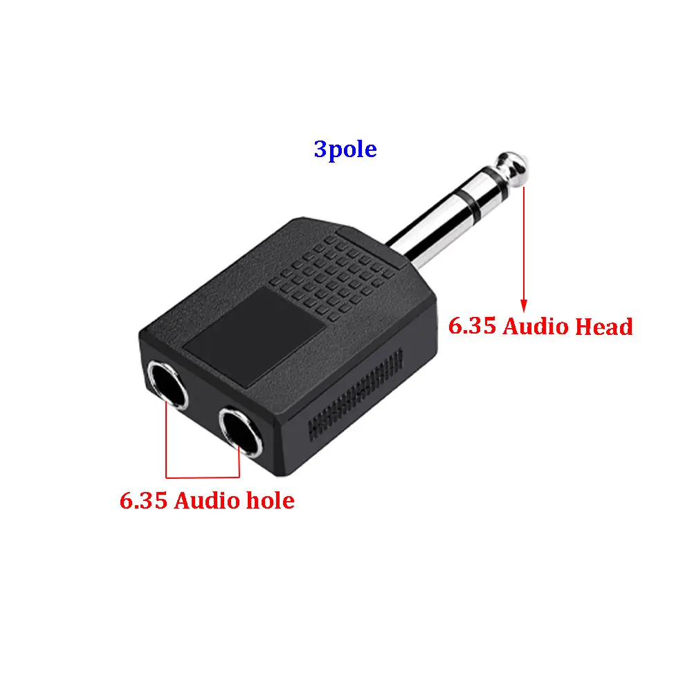 

1 piece 6.35 Stereo Mono 1/4" Y Splitter Audio Adapter Splitter 6.35 Male Jack to 2 Female 6.35