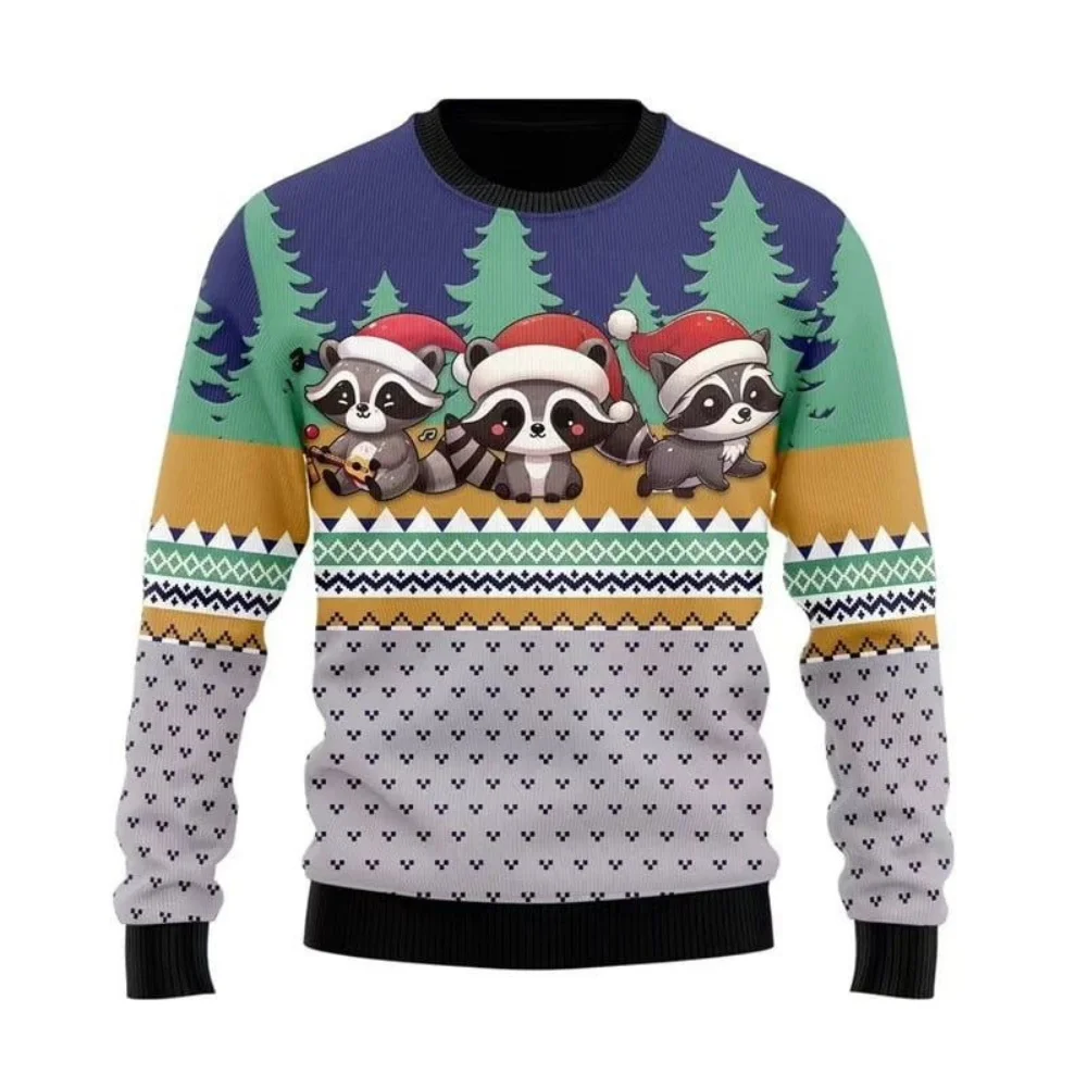 

Funny Racoon 3D Printed Ugly Christmas Sweater For Men Cute Animal Unisex Sweatshirts Boy Gifts Polyester Pullovers Tracksuit