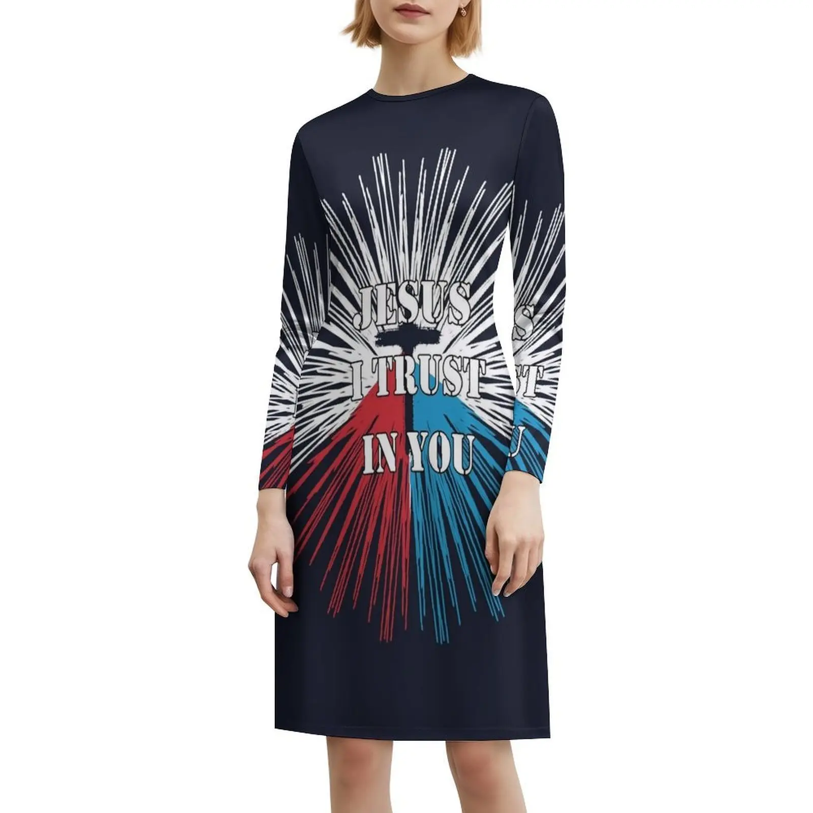 يسوع أنا تثق بك فستان عطلة مثير للنساء فستان قصير لحفلات الشاطئ وأعياد الميلاد يسوع أثق فيك فستان يسوع الإلهي #6