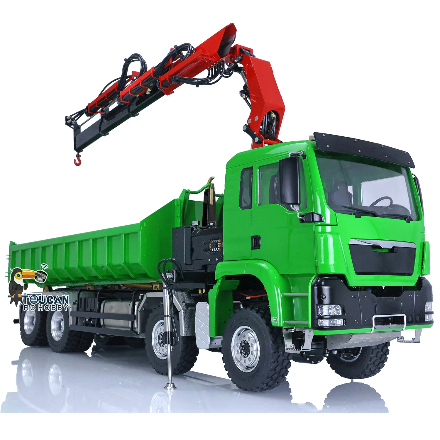 LESU 8*8 RC Dumper Truck 1/14 Roll on/off Hydraulic Crane Tipper Car Assembled Painted Remote Cantrol Car for Adults THZH1310