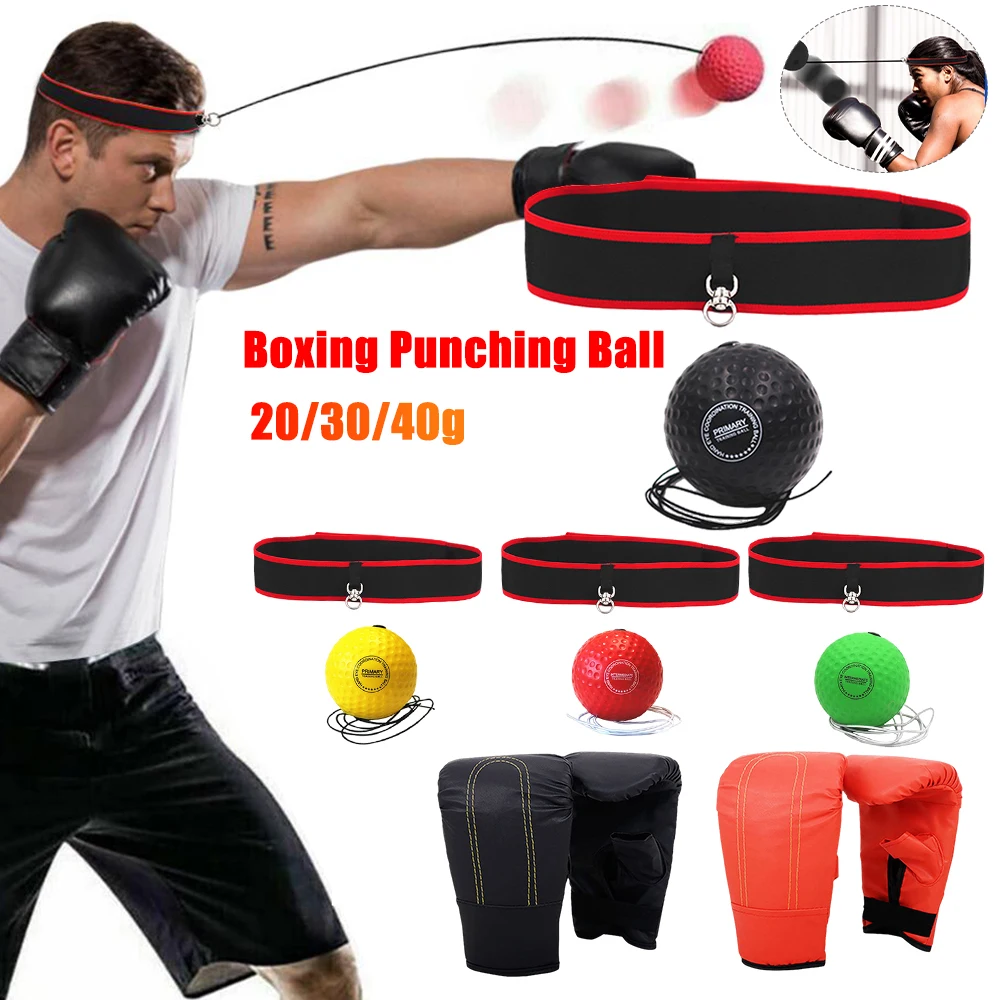 Boxing Punching Ball Head-mounted Reflex Speed Training Ball Hand Eye Coordination Exercise Ball with Headband for Kids Adults