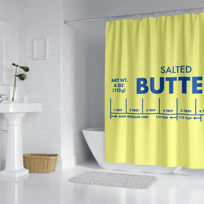 Aertemisi Butter Stick Shower Curtain Set with Grommets and Hooks for Bathroom Decor