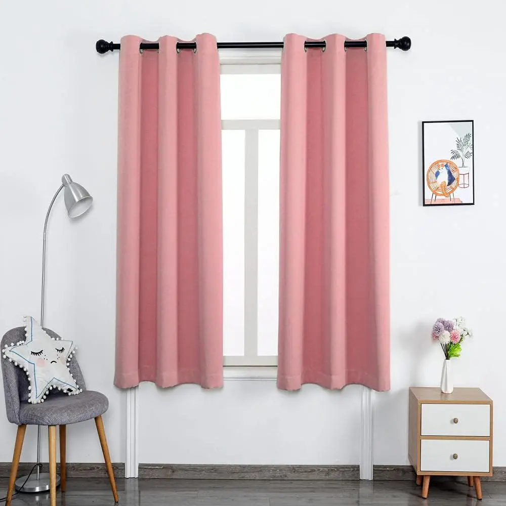 Cortinas Salón - Cortinas Aislantes Termicas Opacas para Ventanas Rosa Claro Ancho 350x Alto 200cm | 2 paneles