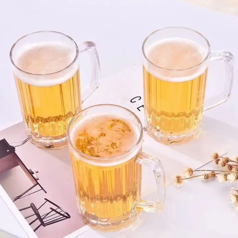 500ML Transparent Beer Mug Acrylic Plastic Unbreakable Milk Coffee Juice Water Cup Barware Drinkware For Home Party Bar Karaoke