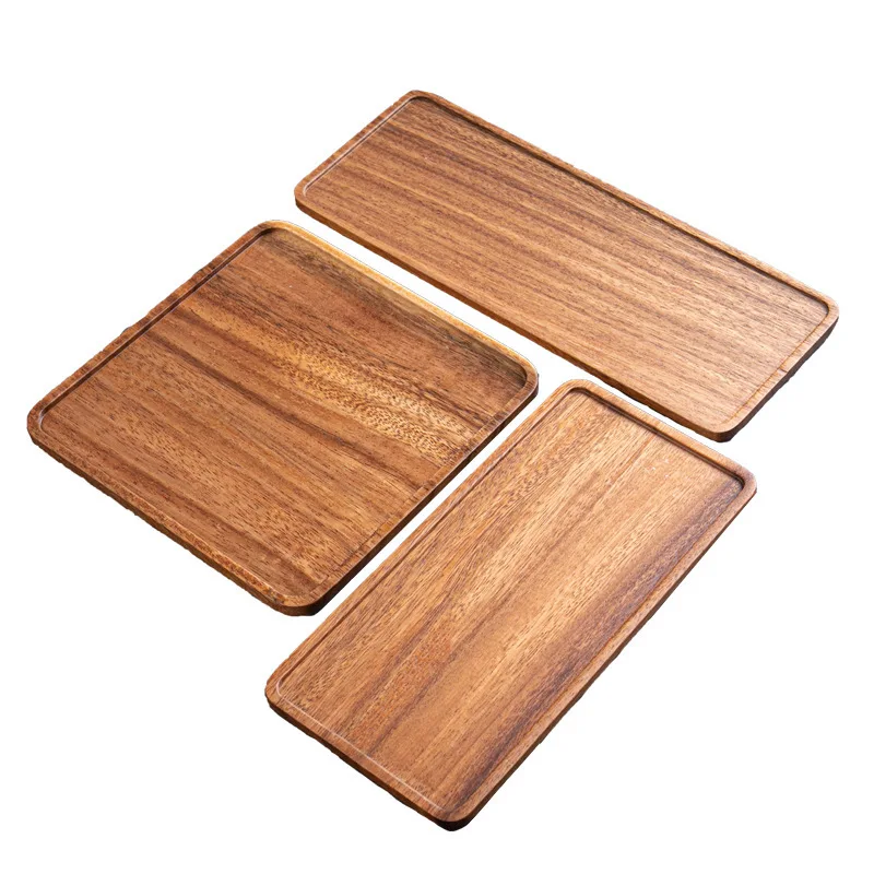 Natural Wooden Tray Rectangular Plate Fruit Snacks Food Storage Trays Hotel Home Serving Tray Decorate Supplies