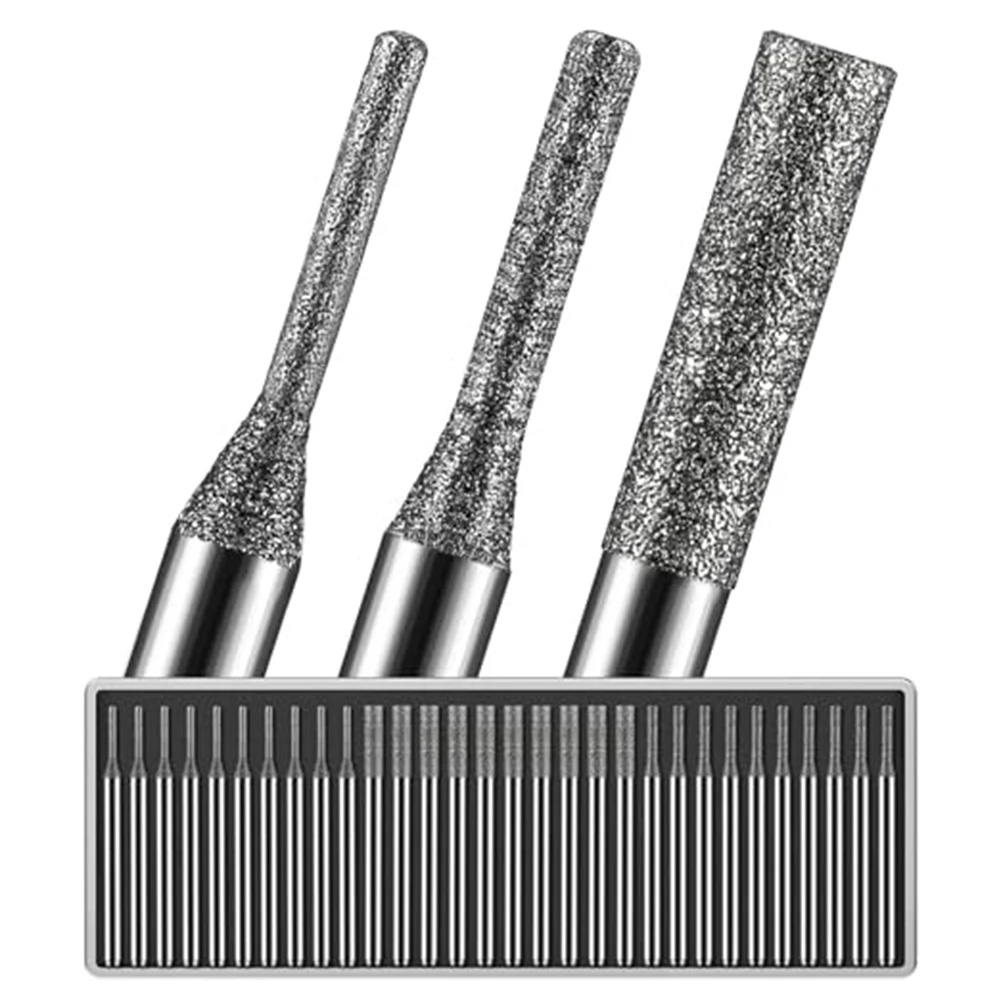 30 Pcs Diamond Drill Bits for Crafting Projects Using For Glass Stone and Ceramics with 1.0mm 2.0mm 3.0mm Tip Dimensions