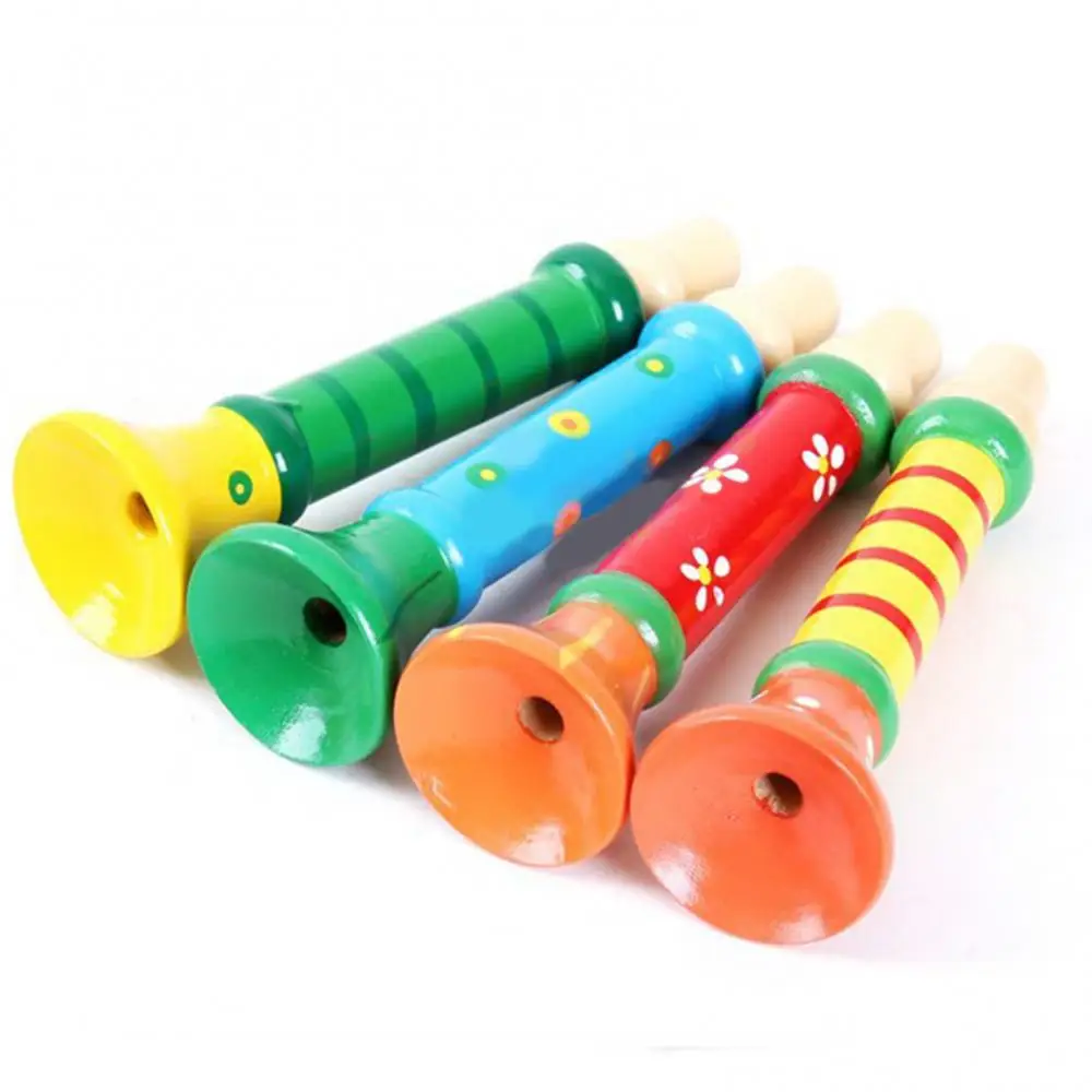Multi-color Wooden Small Trumpet Kids Baby Musical Instrument Learning Toy Gift