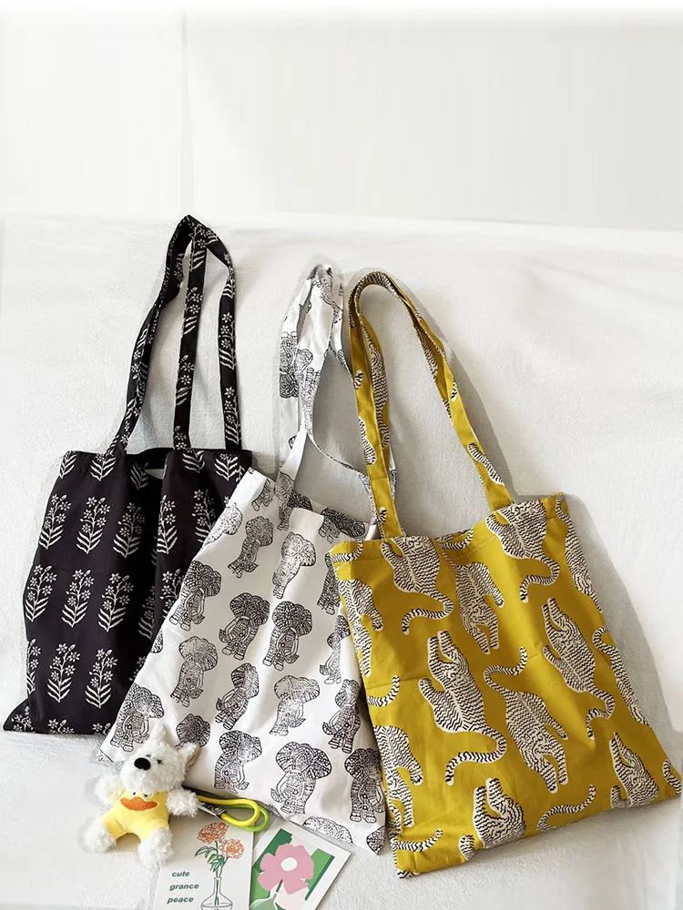 

Traditional Cotton Cloth Blo Printing Single oulder Bag Simple Korean Sle Canvas Environmental Protection Bag Tote Bag