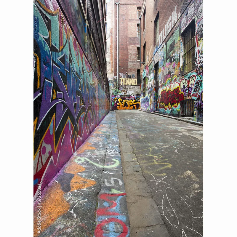 Fondos de fotografía de tela de arte, accesorios de pared de ladrillo de Graffiti Vintage, TOK-02 de fondo de fotografía