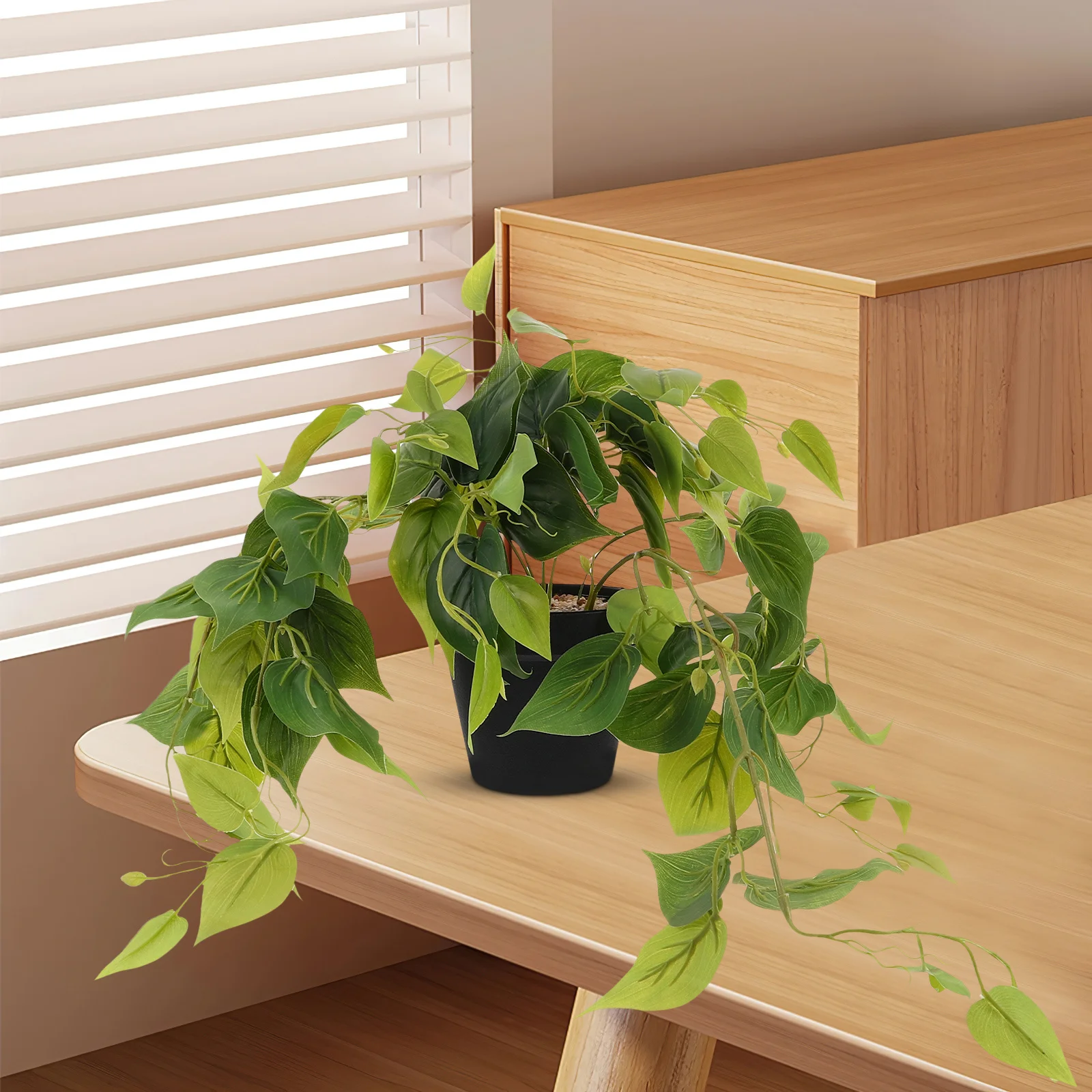 

Realistic Artificial Pothos Plant In Decorative Pot Small Faux Greenery For Home Office Indoor Desk Decor Maintenance Free Fake
