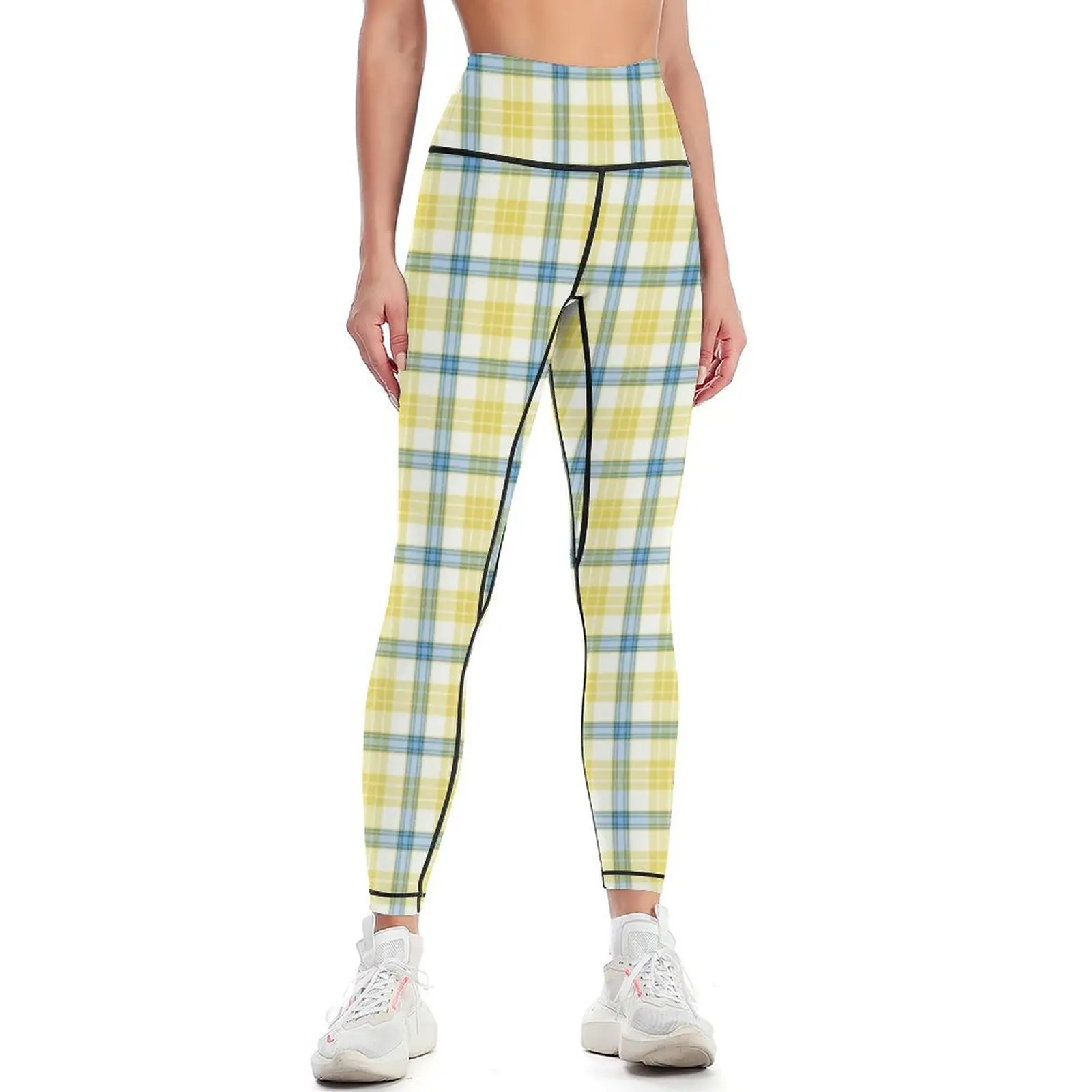 

McGrath Tartan Blue and Yellow Irish Plaid Leggings Training pants sportswear for gym sporty woman gym Womens Leggings