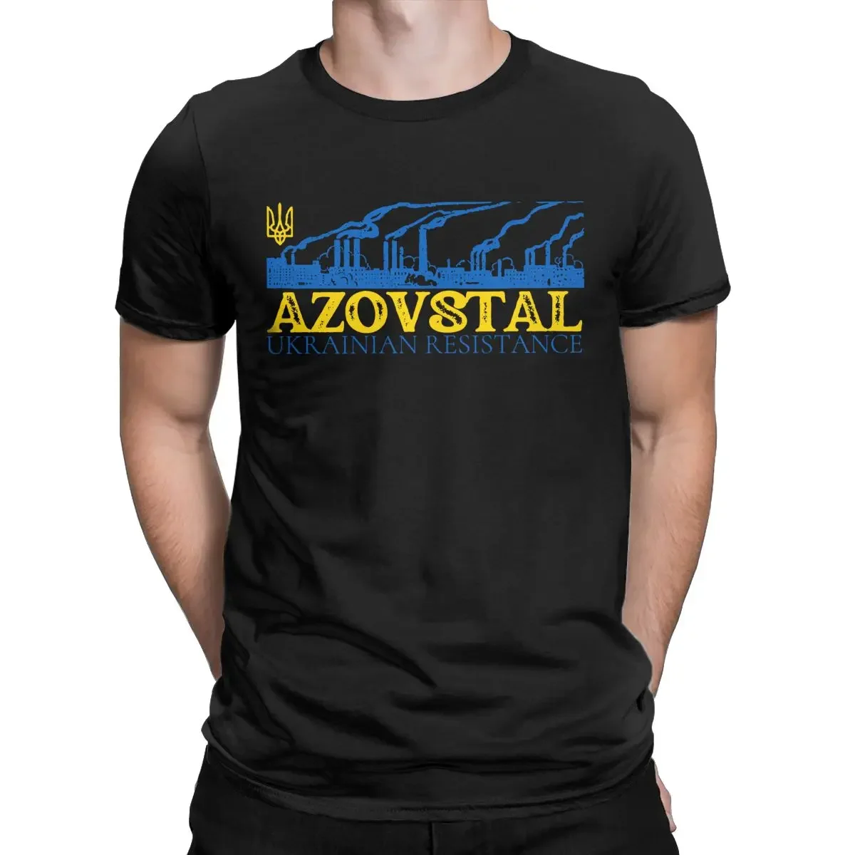 Clothing Short Sleeve Crew Neck Tees Plus Size T-Shirts Men's shirt Azovstal Resistance Ukrainian Defender Cotton tee