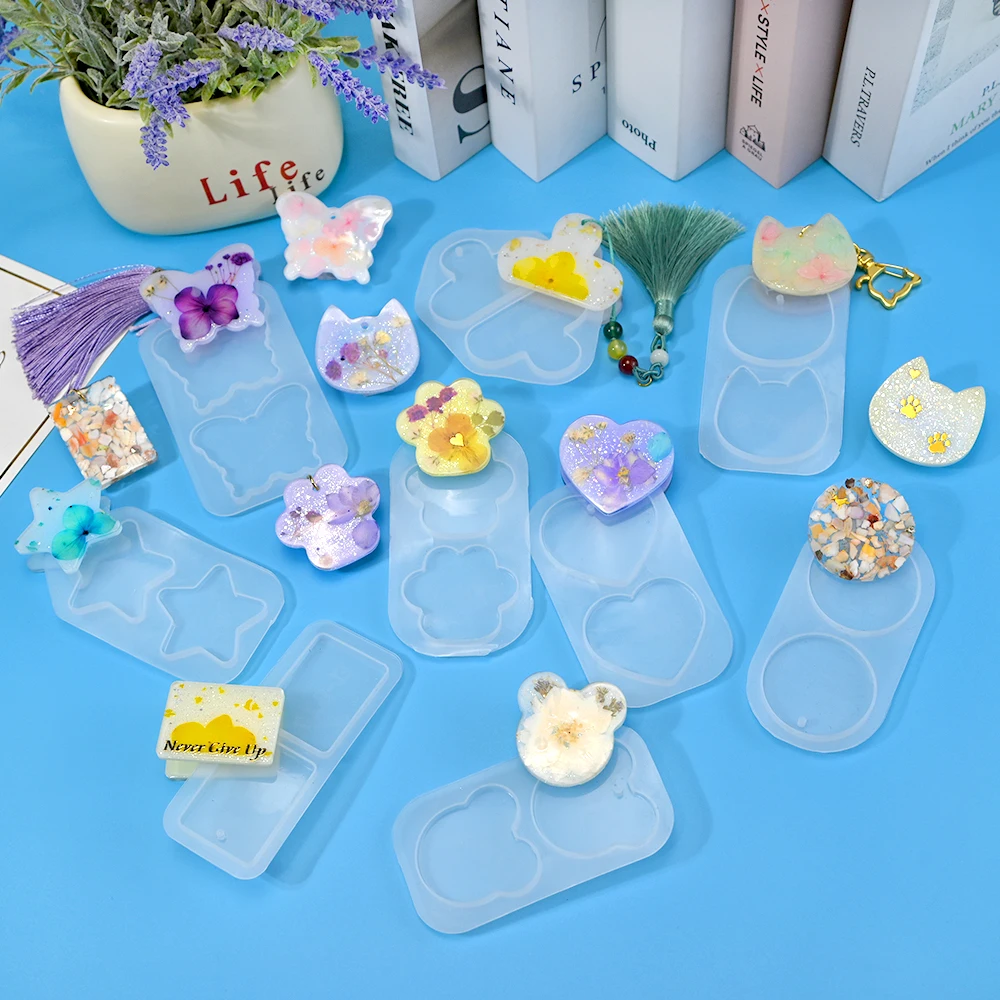 SZ075 DIY PP Clip Epoxy Resin Mold Cute Butterfly Message Folder Memorandum Tip Clip Pendant Silicone Mold For Office Decoration