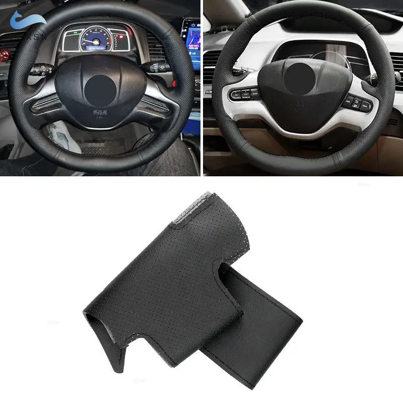 

Для Honda Civic 8 2006 2007 2008 (2 спицы) перфорированная кожа ручная работа салона автомобиля чехол на руль Декор отделка черный