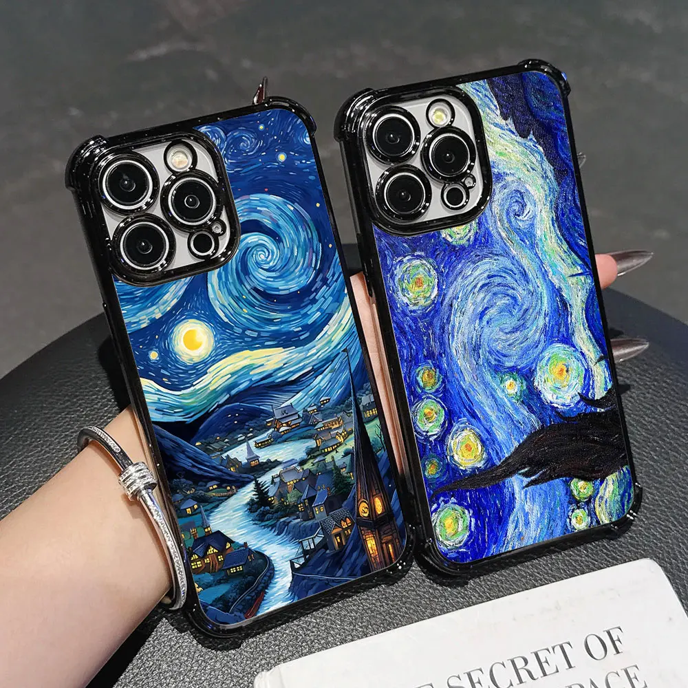 

Van Gogh Starry Sky Oil Painting Soft Funda For iPhone 17 Pro 16 15 14 13 12 11 Pro Max Case 17 Plus 17E 16E 17Air Phone Cover