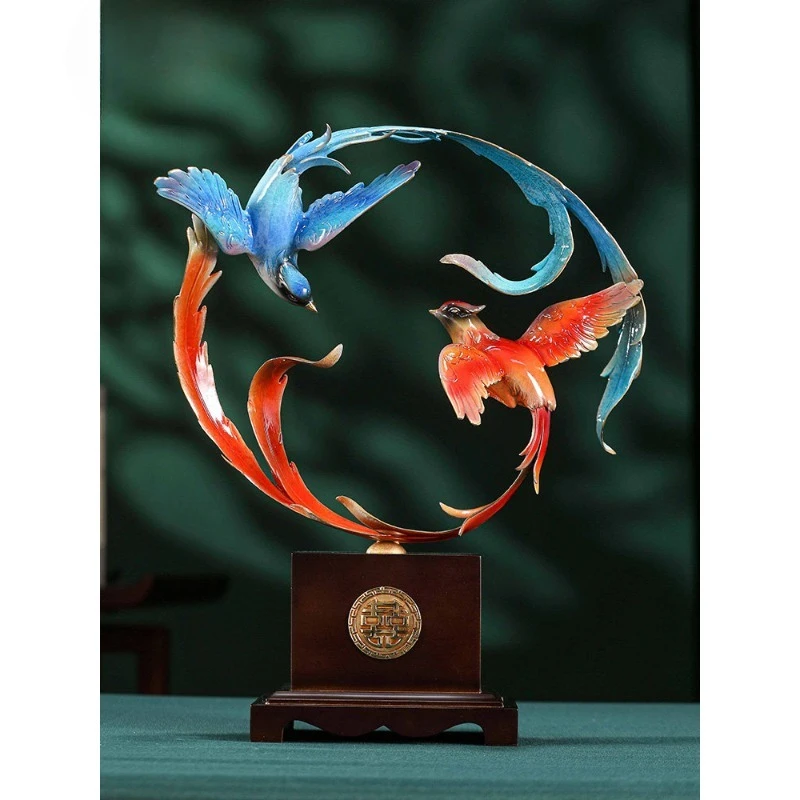 

Shuangfei ornament, bird home furnishing, living room wine cabinet, national style ornament