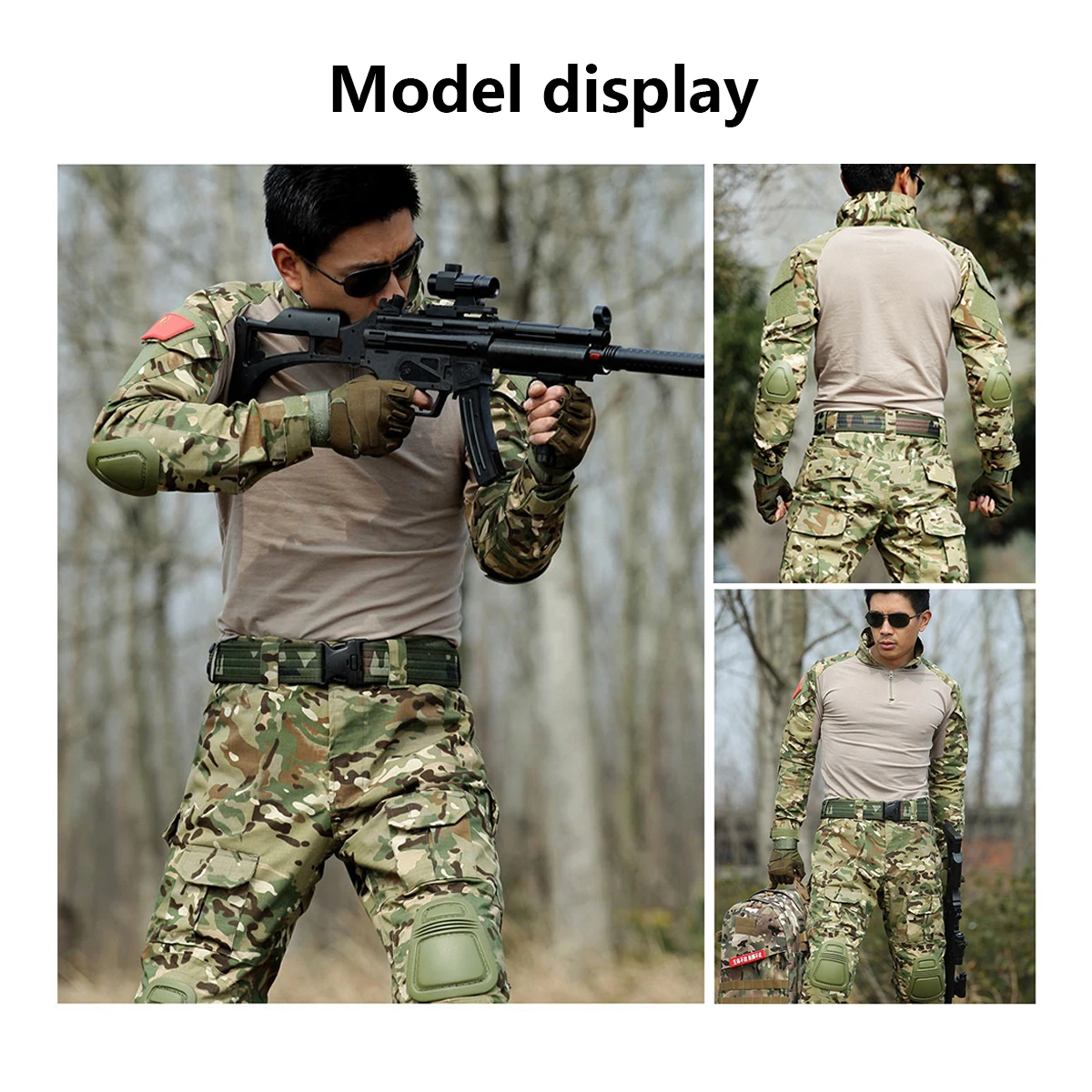 

Frog Suit Knee Pads Tactical Elbow Support Paintball Airsoft Kneepad Interpolated Knee Protector Set