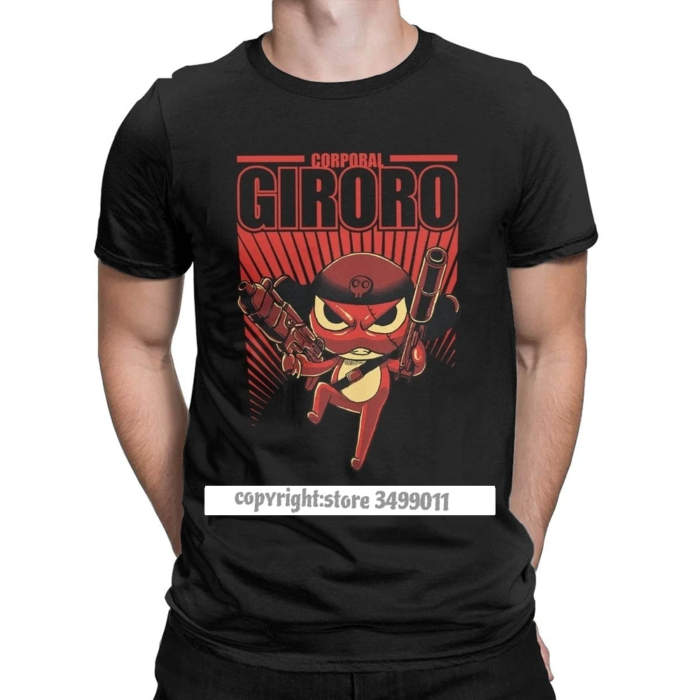 Men Tee Shirt Corporal Giroro Vintage Pure Cotton Tee Shirt Keroro Cartoon Tshirt Crewneck Clothes Printed