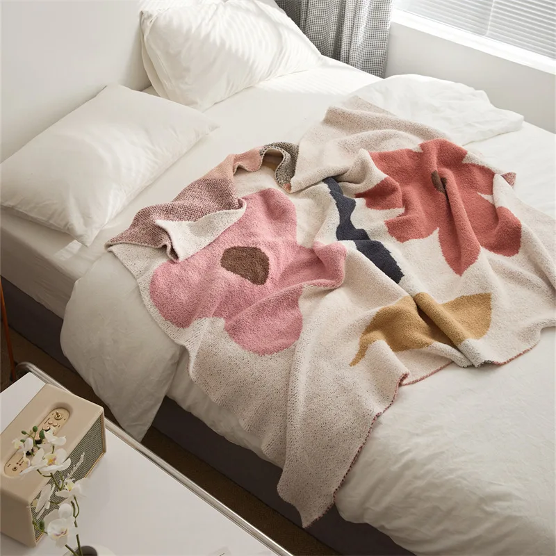 

Nordic Blanket Super Soft Cozy Floral Blanket Thicken The Knitted Throw Blanket for Bed Sofa Decorative Blankets