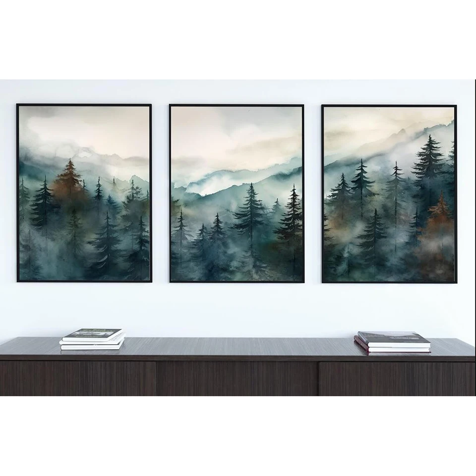 Trittico Pittura Diamante Montagna Punto Croce 3 Pezzi Fai da Te Diamante Mosaico Ricamo Paesaggio Montagna Wall Art Home Decor