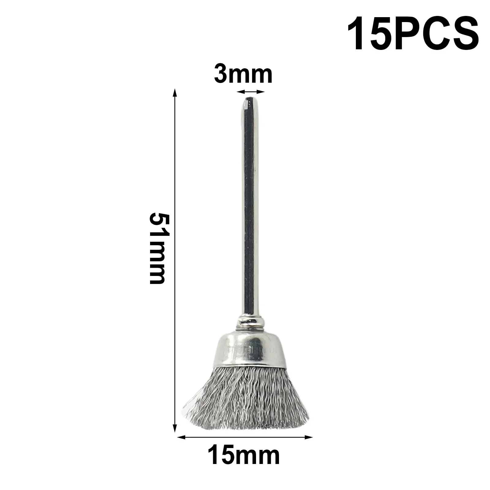 15pcs 15mm Stainless Steel Wire Cup Wheel Brushes Polishing Brush For Rotary Tool Metal Rust Removal Polishing Brush