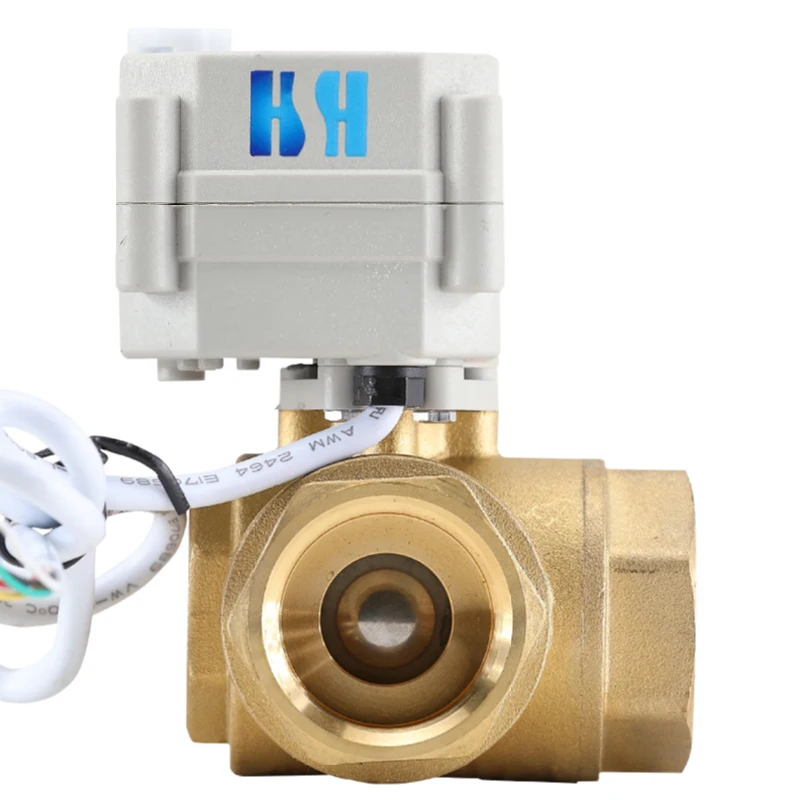 3-Way 5 Wires Control Brass Motorized Ball Valve 1