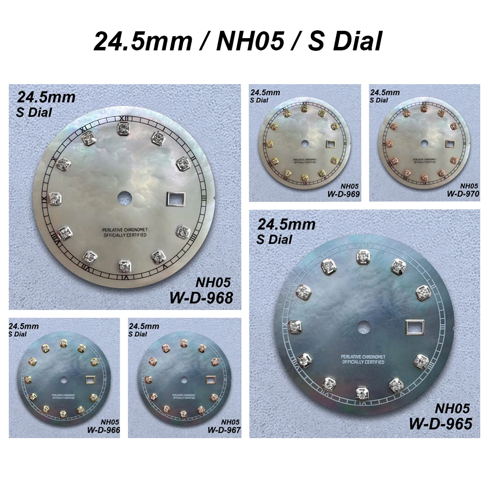 

24.5mm S Logo Shell Dial Fit NH05 Japanese Movement High-Quality Diamond Dial White/Grey Watch Modification Accessories