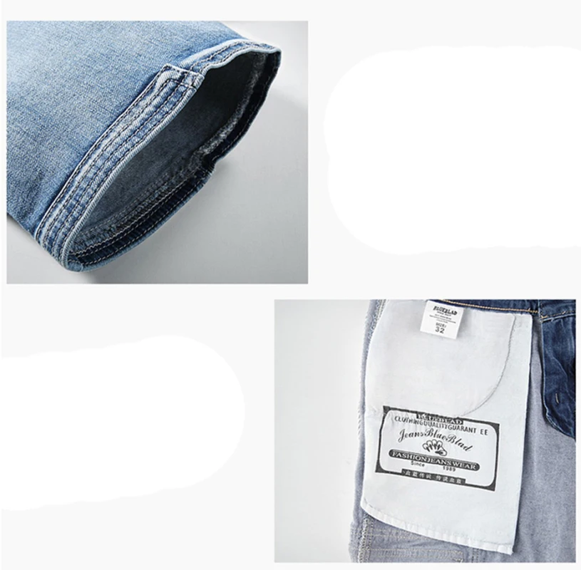 Men's Fashion Cargo Denim Shorts with Multi Pockets Slim Fit Jeans Shorts for Male Straight Long Blue Men Mid Calf Shorts