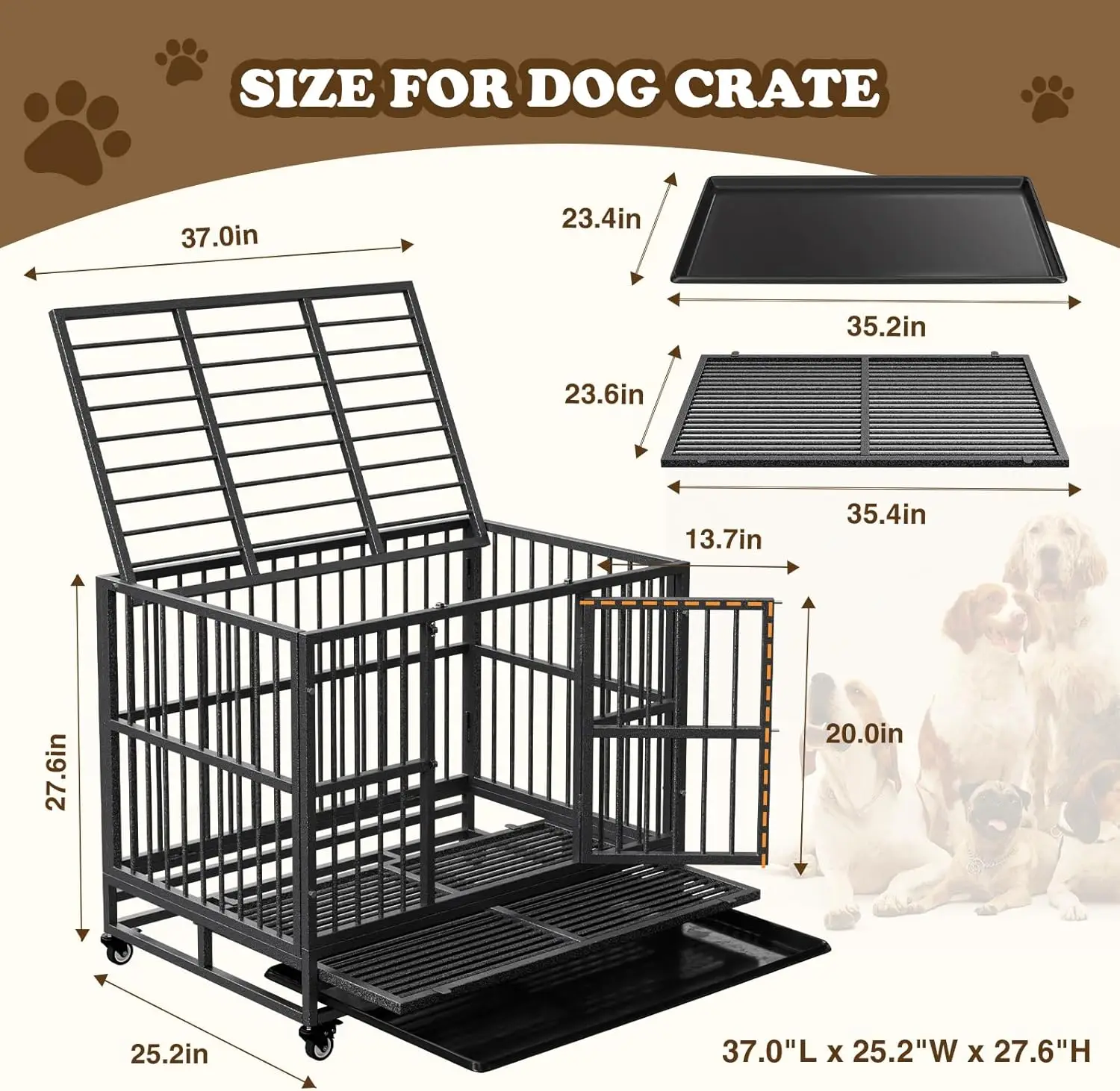 Dog Crate with Removable Tray, 37