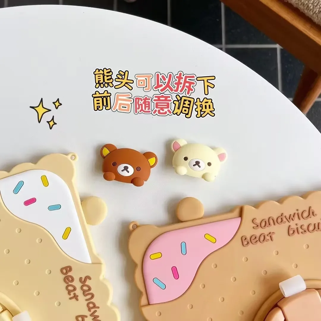 Etui dziecięce na iPada Pro 11 2024 10.2 9th 8th 7th 9.7 6th 5th Biscuit Bear Cover dla mini 7 6 5 4 3 2 1 z obrotową podstawką 360 — zdjęcie produktu 4