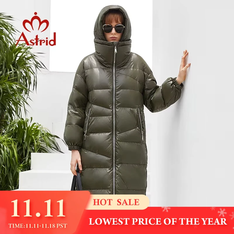 Astrid 2022 New Winter Down Jacket Women Long Hooded Large Lapels Fashion Warm Parkas Coat Hight Quality Female Outwear ZR-7570