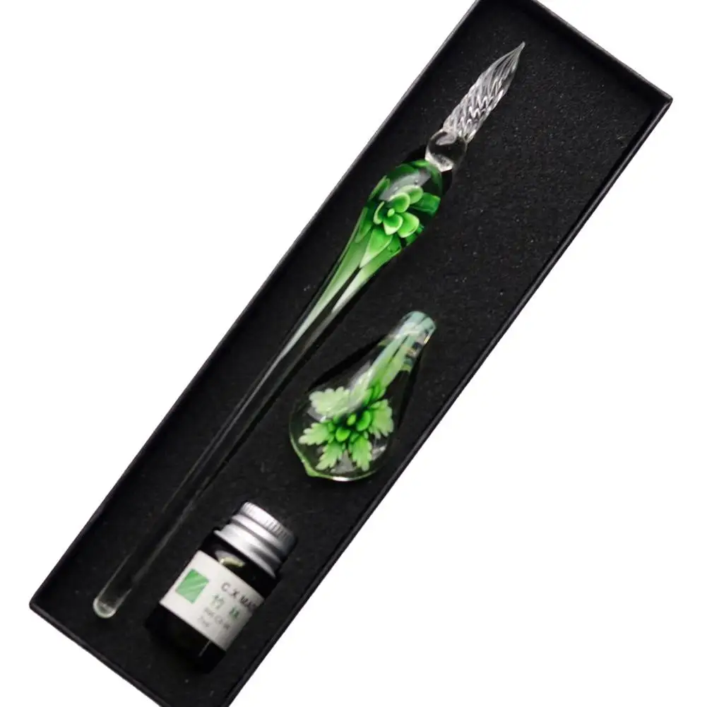 Dip Pen Floral Vintage Glass Dip Signature Fountain Pen Ink Writing Tool Stationery Gift 글라스펜 перо калиграфческое 딥펜