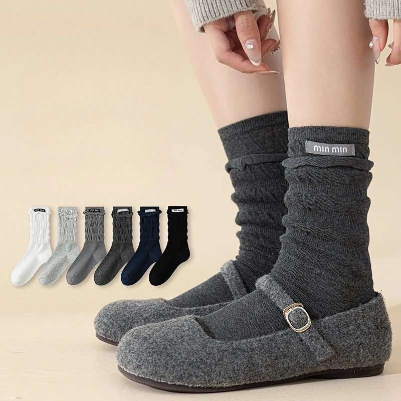 

Новинка 2025 года, милые эластичные многоярусные носки до середины икры в стиле Лолиты, теплые осенне-зимние длинные носки, хлопковые чулки JK для женщин и девочек