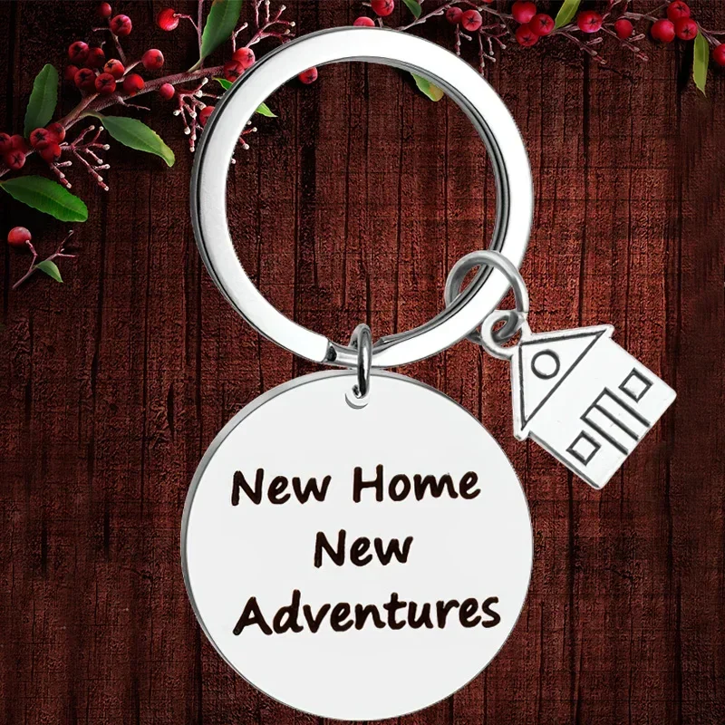 Charm Housewarming Gifts Keychain Pendant House Warming Presents Key Chain Keyring New Home New Adventures