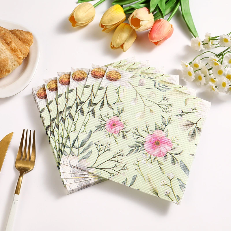 20Pcs Folral Printed Paper Napkins, 2-Ply Disposable Napkins for Baby Shower Birthday Party - Table Decor Tissue Supplies